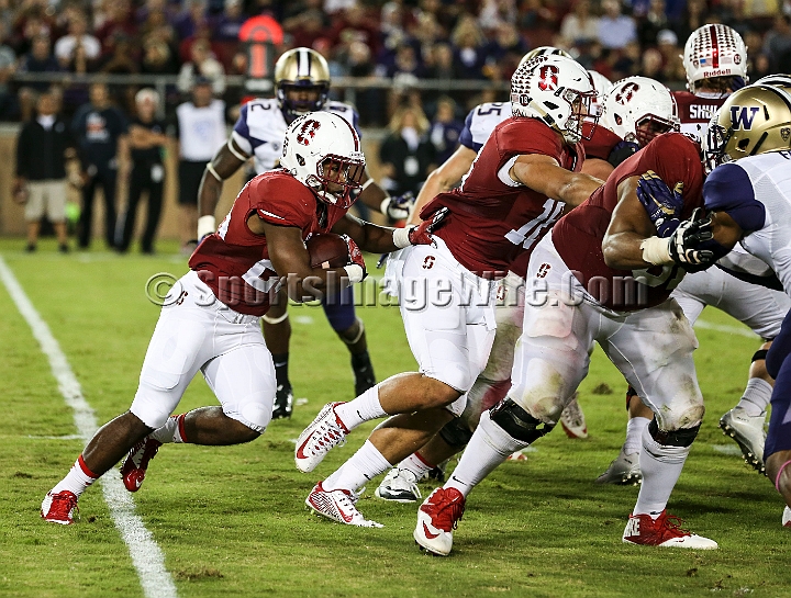 2015StanWash-053.JPG - Oct 24, 2015; Stanford, CA, USA; Stanford Cardinal running back Barry Sanders (26) runs for 4 yards in the second quarter against the Washington Huskies at Stanford Stadium. Stanford beat Washington 31-14.